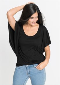 Shirt met vleermuismouwen - zwart - maat 32/34 (XS) - viscose - bonprix