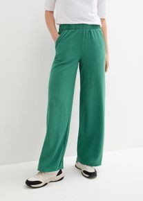 Wijde broek van gestructureerde jersey high waist - groen - maat 56/58 (3XL) - bonprix