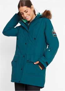 Lange outdoor jas met capuchon waterdicht - petrol - maat 38 - bonprix