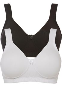 Minimizer T-Shirt BH ohne Bügel mit Bio-Baumwolle (2er Pack), schwarz, Größe 85D, mit Baumwolle, bonprix