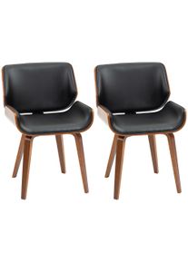 HOMCOM Set of 2 vintage-style dining chairs with black synthetic covering seat 53L x 54W x 81H cm brown | Aosom Ireland
