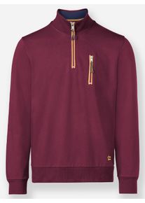 Herren Sweatshirt met borstzak met rits in bordeaux ,maat 44/46, Witt, 50% Katoen, 50% Polyester