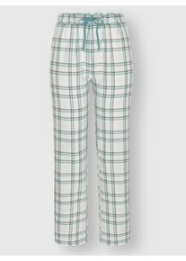 wäschepur Dames Pyjama-Broek in ecru/salie geruit ,maat 36/38, Witt, 100% Katoen