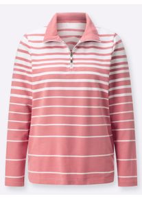 Damen Sweatshirt im Ringel-Dessin in flamingo-ecru-geringelt ,Größe 36, WITT, 100% Baumwolle