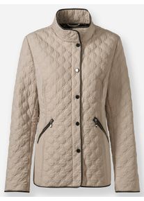 Dames Gewatteerde jas met contrastkleurige paspels in beige ,maat 36, WITT, 100% Polyester. Wattering: 100% Polyester