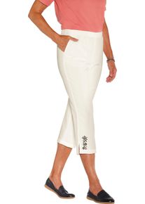 Damen Caprihose mit Blumenstickerei am Beinabschluss ecru Größe 20