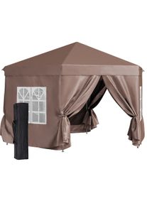 Outsunny 4m x 4m Hexagonal Metal Frame Garden Gazebo Brown | Aosom Ireland