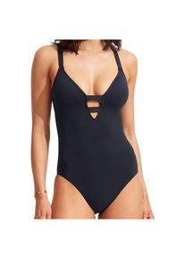 Seafolly Womens Collective Deep V One Piece Badpak Dames (12 |blauw)