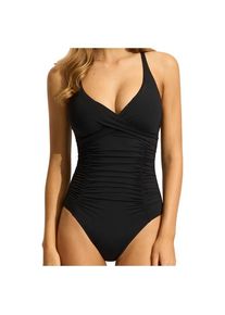 Seafolly Womens Collective MF Gathered Wrapfront Onepiece Badpak Dames (8 |zwart)
