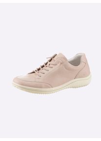 Remonte Dames Sneaker met elastische vetersluiting in poudre ,maat 37, Witt, 100% Glad leer