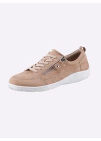 Caprice Dames Sneaker met voetbed van zacht schuim in beige ,maat 37, Witt, 100% Suède