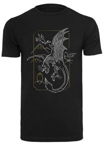 F4NT4STIC Heren Shirt 'Harry Potter Dragon Line Art' geel / zwart / wit L