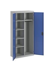 Wolf Universele garderobekast met E-slot, met dichte plaatstalen deuren, lichtgrijs/gentiaanblauw