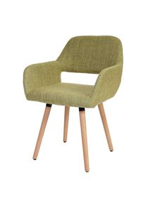 Esszimmerstuhl HWC-A50 II, Stuhl K&uuml;chenstuhl, Retro 50er Jahre Design ~ Textil, hellgr&uuml;n, helle Beine