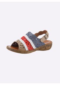 Dames Sandaal in meerkleurige look in jeansblauw/rood ,maat 36, Witt, 100% Glad leer