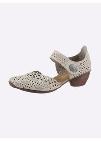 Rieker Dames Pumps met drukknoop in sesam ,maat 37, Witt, 100% Glad leer