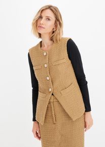 Blazer sans manches en bouclé - marron - taille 46 - bonprix