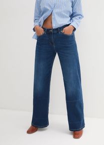 Jean large à taille mi-haute élastiquée - bleu - taille 46 avec coton - bonprix