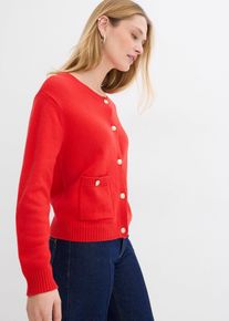Cardigan med lommer, rød, størrelse 36/38 (S), bonprix