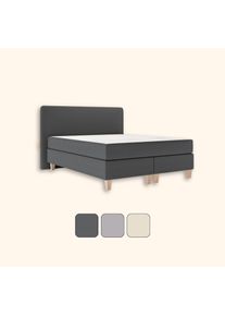 EMMA Classic Boxspringbett 140x200 - beige - Holzfüße