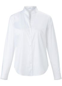 Peter Hahn - Blouse met lange mouwen en gehaakte kant, wit, Maat 38, katoen