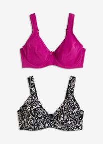 Reggiseno con ferretto in cotone biologico (pacco da 2) - Nero - Taglia 105F - bonprix