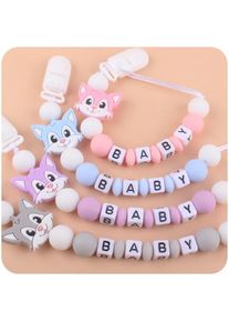 Baby Cartoon Pacifiers Clips Custom Personalised Name Dummy Holder Newborn Infant Feeding Teething Toy Chew Gift Pacifier Chain