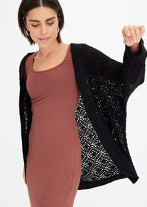 bonprix Sweter bez zapięcia o splocie grubych oczek, czarny, 36/38