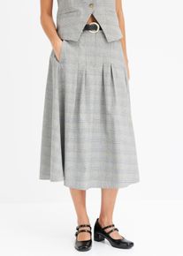 bonprix Femei Fustă glencheck cu pense, negru, 36