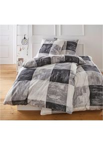 bonprix Ropa de cama con cuadros, gris, 1x 80/80 cm, 1x 135/200 cm