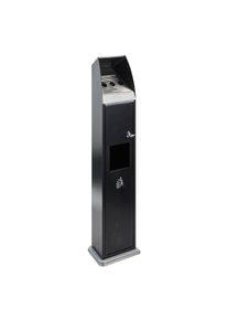 1 Standing ashtray bin, steel, black, zinc-plated steel, black|silver
