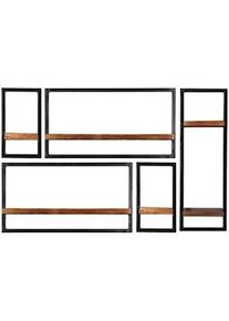 SIT-MÖBEL SIT Möbel juego de estantería de pared | 5 piezas | madera de mango con metal antiguo | serie PANAMA | An 120 x Pr 25 x Al 75 cm | natural