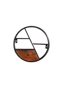 SIT-MÖBEL SIT Möbel estante de pared redondo | 3 estantes, 1 cajón | mango natural | marco de metal viejo negro antiguo | An 50 x Pr 13 x Al 50 cm | 09274-01