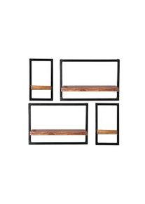 SIT-MÖBEL SIT Möbel Juego de estantería de pared | 4 piezas | madera de mango natural | metal antiguo negro antiguo | W 0 x D 0 x H 0 cm | 09200-03