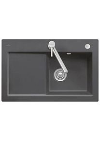 Villeroy & Boch Villeroy und Boch Subway Flächenbündige Spüle 67142FS5 Becken rechts, mit Ablaufgarnitur und Exzenterbetätigung, Ebony