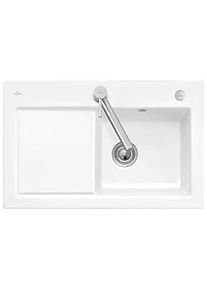 Villeroy & Boch Villeroy und Boch Subway Flächenbündige Spüle 67142FR1 Becken rechts, mit Ablaufgarnitur und Exzenterbetätigung, weiß