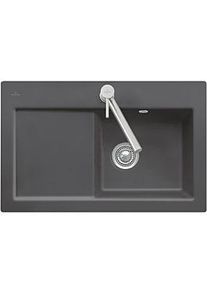 Villeroy & Boch Villeroy und Boch Subway Flächenbündige Spüle 67722FRW Becken links, mit Ablaufgarnitur und Exzenterbetätigung, Stone White