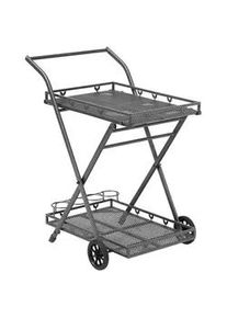 Greemotion Gardenson Garten-Servierwagen , Grau , Metall , 69x54x87 cm , abnehmbares Tablett, einfacher Aufbau , Gartenmöbel, Gartentische, Garten-Beistelltische