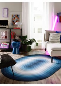 benuta Pop Dywan tkany na płasko Anko niebieski 140x200 cm Geometryczny,Paski,Trend