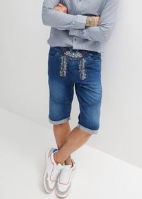 Stretch jeans bermuda met borduursel regular fit - blauw - maat 64 - met katoen - bonprix