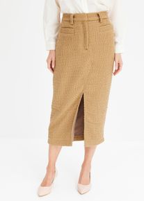 Bouclé kokerrok - bruin - maat 44 - bonprix