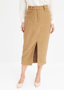 Bouclé kokerrok - bruin - maat 48 - bonprix