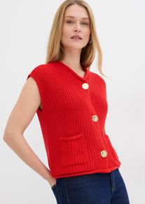 Mouwloos vest met zakken - rood - maat 44/46 (L) - met katoen - bonprix