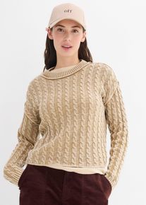 Oversized trui van puur katoen - beige - maat 36/38 (S) - 100% katoen - bonprix