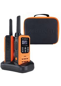 Alan Electronics Albrecht Tectalk Float 2 Kofferset, wassergeschütztes PMR inkl. Doppelstandlader, Karabiner, schwarz/orange (29825)