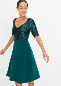 Minikleid mit Pailletten, grün, Größe 36/38 (S), bonprix