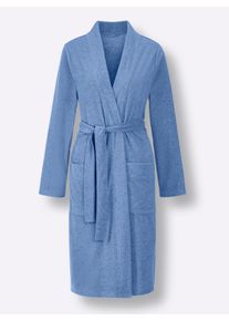 feel good Dames Badjas in hemelsblauw gemêleerd ,maat 36/38, Witt, 60% Katoen, 40% Polyester