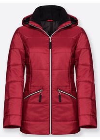 Dames Gewatteerde jas, warm in rood ,maat 46, Witt, 100% Polyester