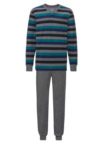 Heren Pyjama in grijs gestreept ,maat 44/46, Witt, 80% Katoen, 20% Polyester