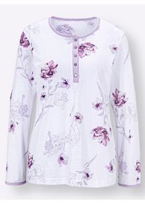 wäschepur Dames Pyjama in ecru/lila ,maat 36/38, Witt, 100% Katoen